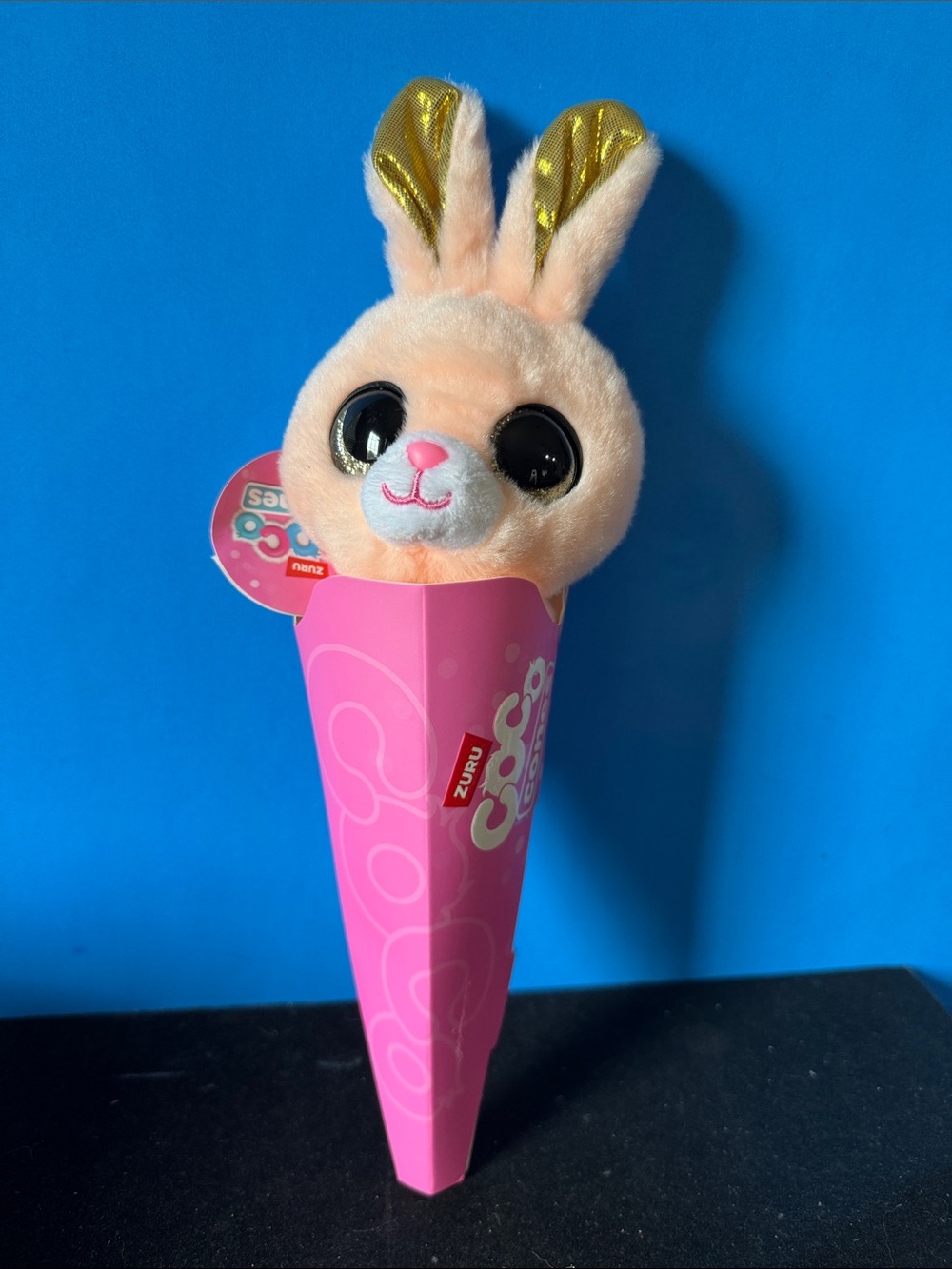Zuru Cocomelon-Style Plush Bunny in Pink Cone (NWT). Name - Bon-Bon